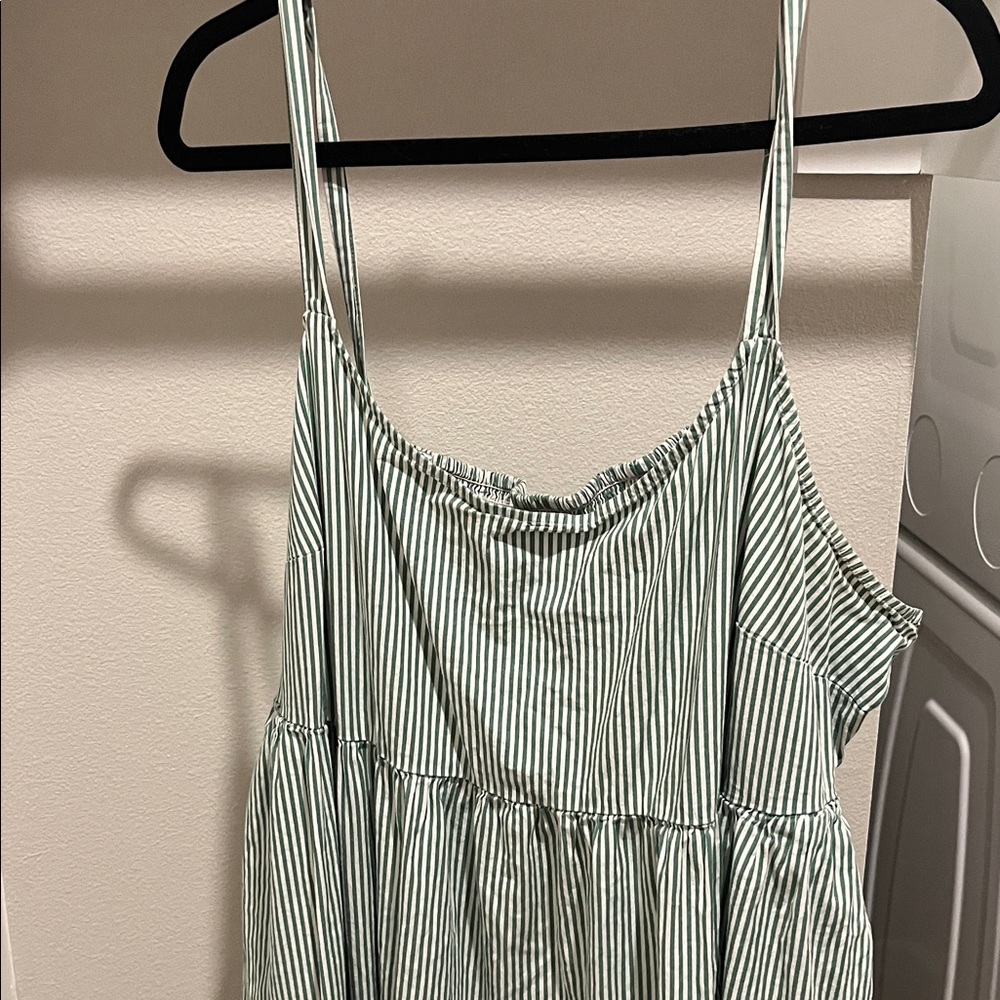Ava & Viv Green Striped Midi Dress